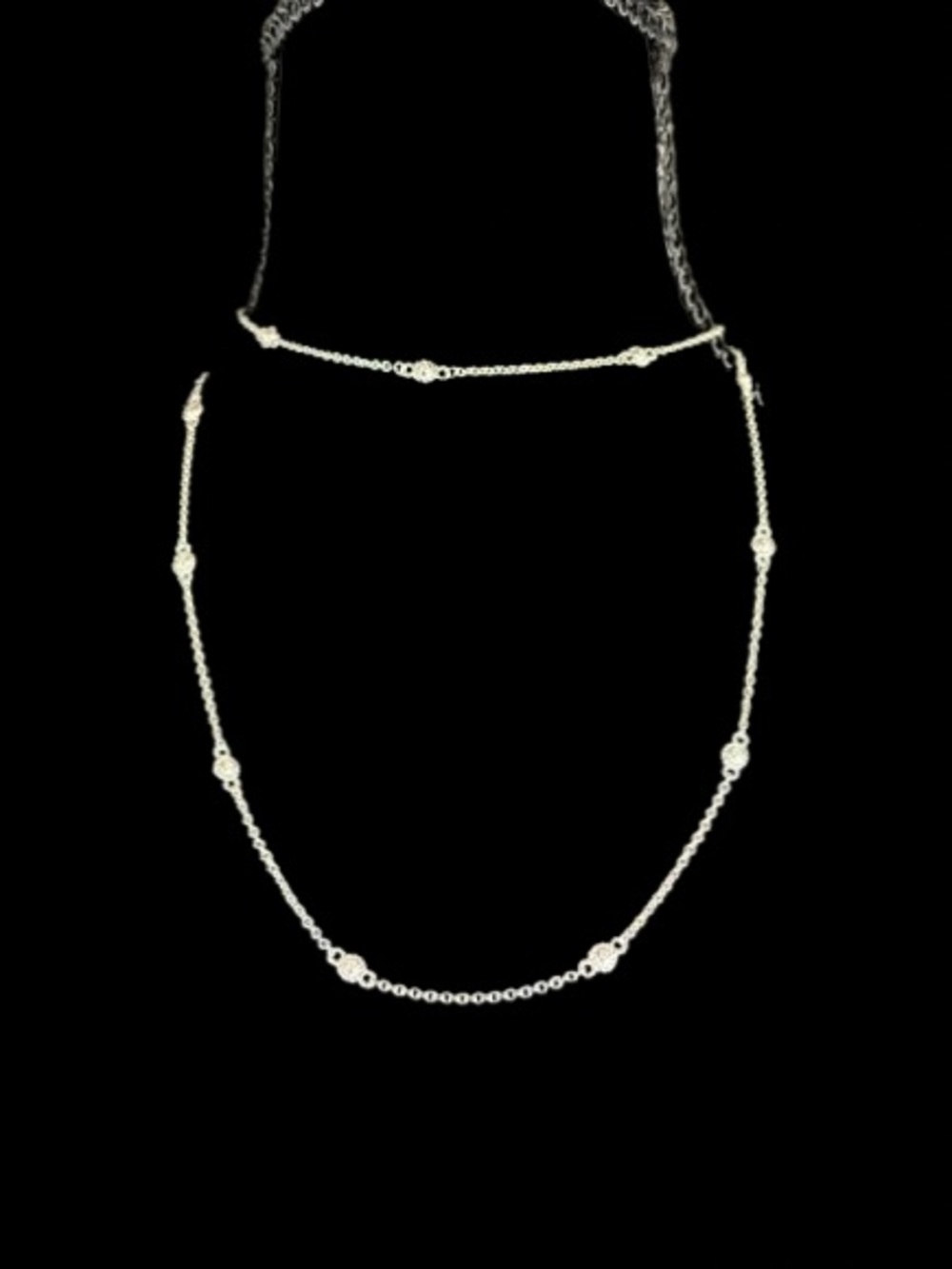 Vintage Judith Ripka 925 Diamonique By The Yard Station Necklace 36” Layering - Picture 3 of 8